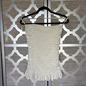 Elegant White Ruched Swim Dress